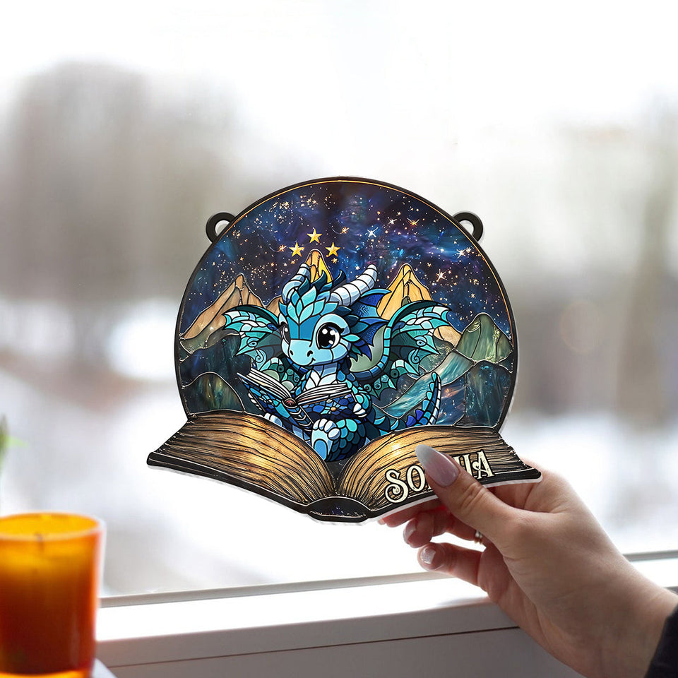 Fantasy Book Reader - Personalized Book Window Hanging Suncatcher Ornament