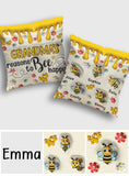 Grandma's Reasons To Bee Happy - Personalized Grandma Throw Pillow