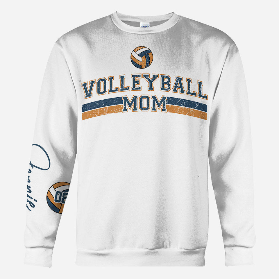 Volleyball Mom With Any Kid Name & Number - Personalized Volleyball All Over Shirt