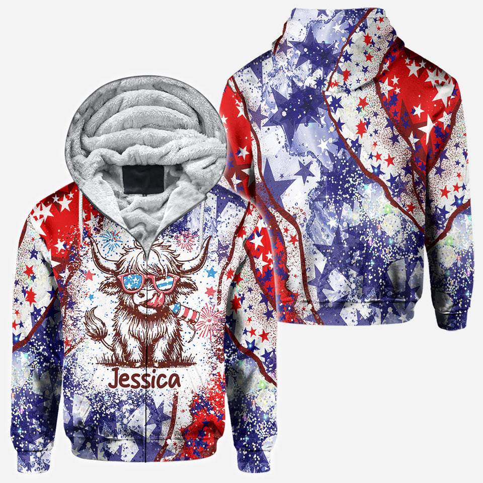 4th Of July Highland Cow - Personalized All Over Shirt