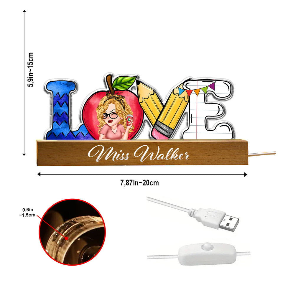 Love Teaching Life - Personalized Teacher Shaped Led Night Light