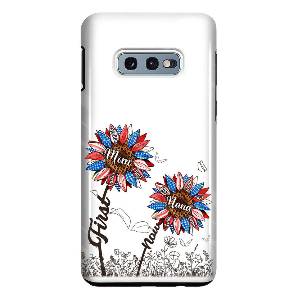 First Mom Now Grandma Sunflower Version - Personalized Grandma Clear Phone Case