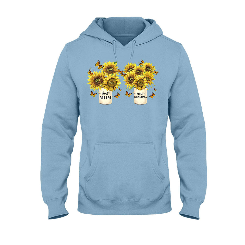First Mom Now Grandma - Personalized Grandma T-shirt And Hoodie