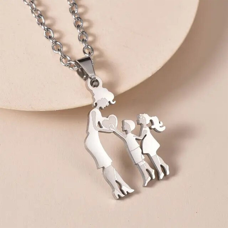 Mom With Children Custom Pendants Necklace - Mother Mom With Children Custom Pendants Necklace