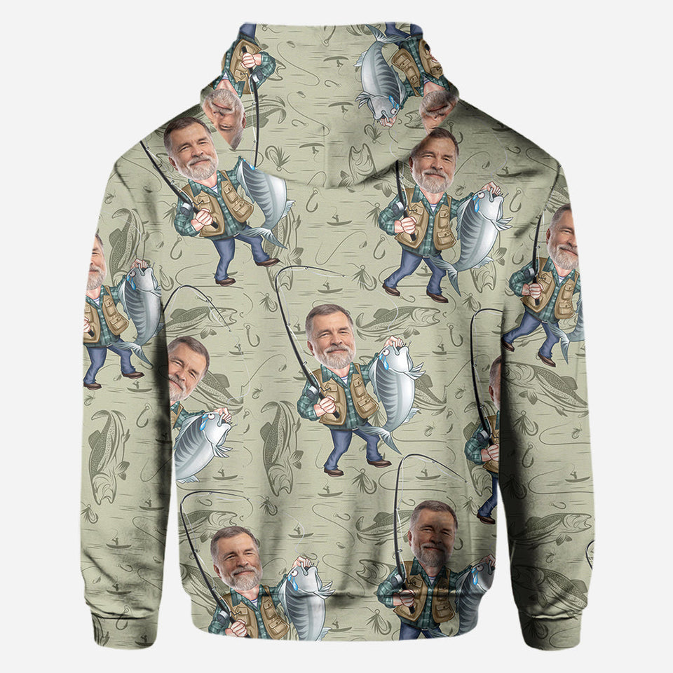 Funny Caricature Face - Personalized Fishing All Over Shirt