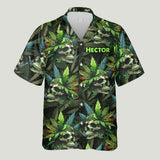 Skull Green Leaf - Personalized Weed Hawaiian Shirt