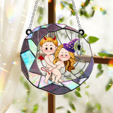Love You To The Moon - Personalized Couple Window Hanging Suncatcher Ornament