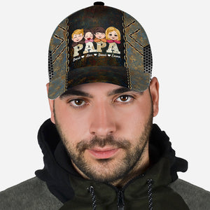 Papa Vintage Map With Kids - Personalized Grandpa Classic Cap