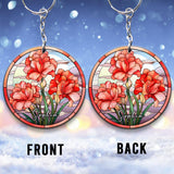 Stained Glass Birth Month Flowers - Personalized Birthday Keychain
