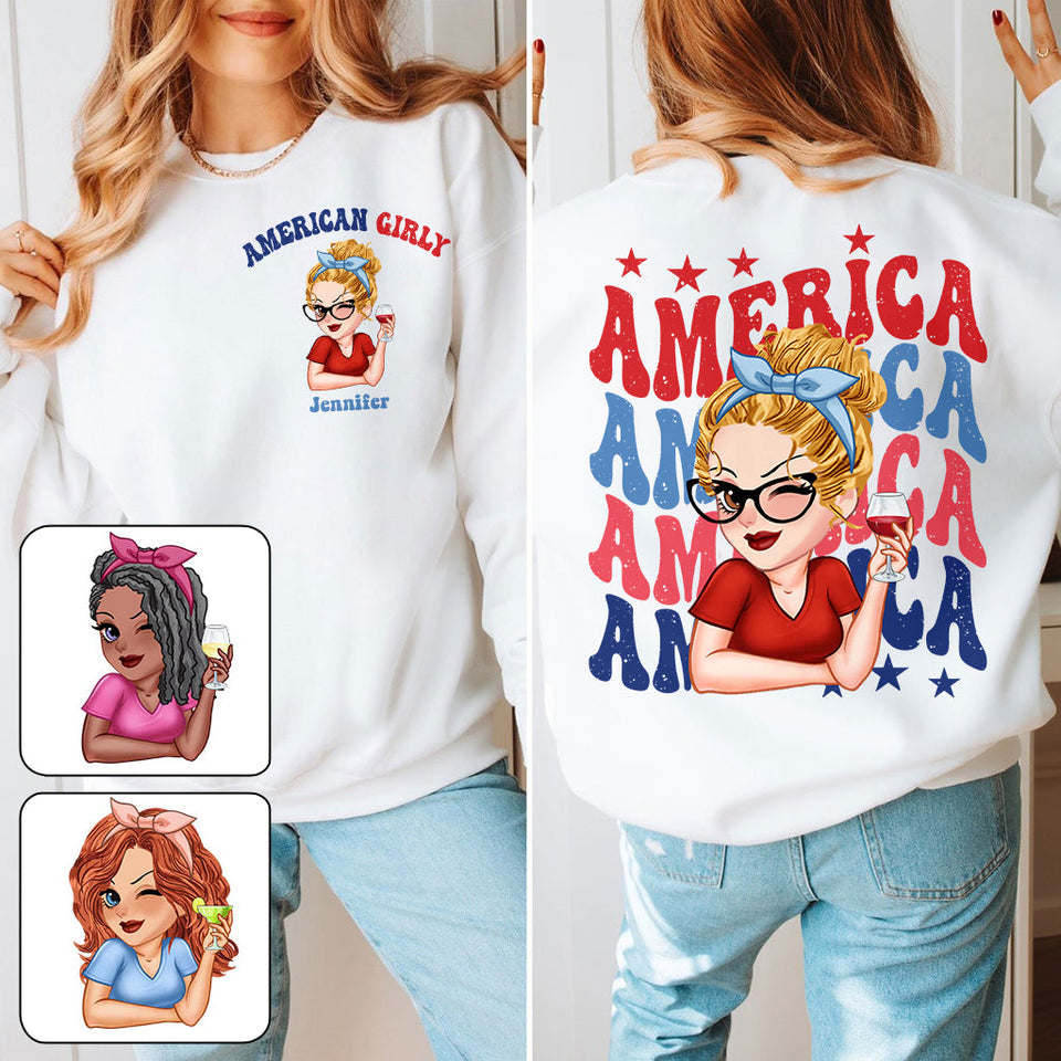 American Girly - Personalized Independence Day/ 4th of July All Over Shirt