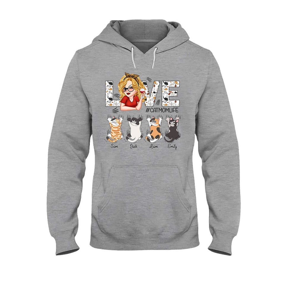 Love Cat Mom Life - Personalized Cat T-shirt And Hoodie