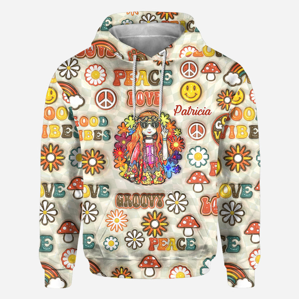 Hippie Soul Retro Multi Style - Personalized Hippie All Over Shirt