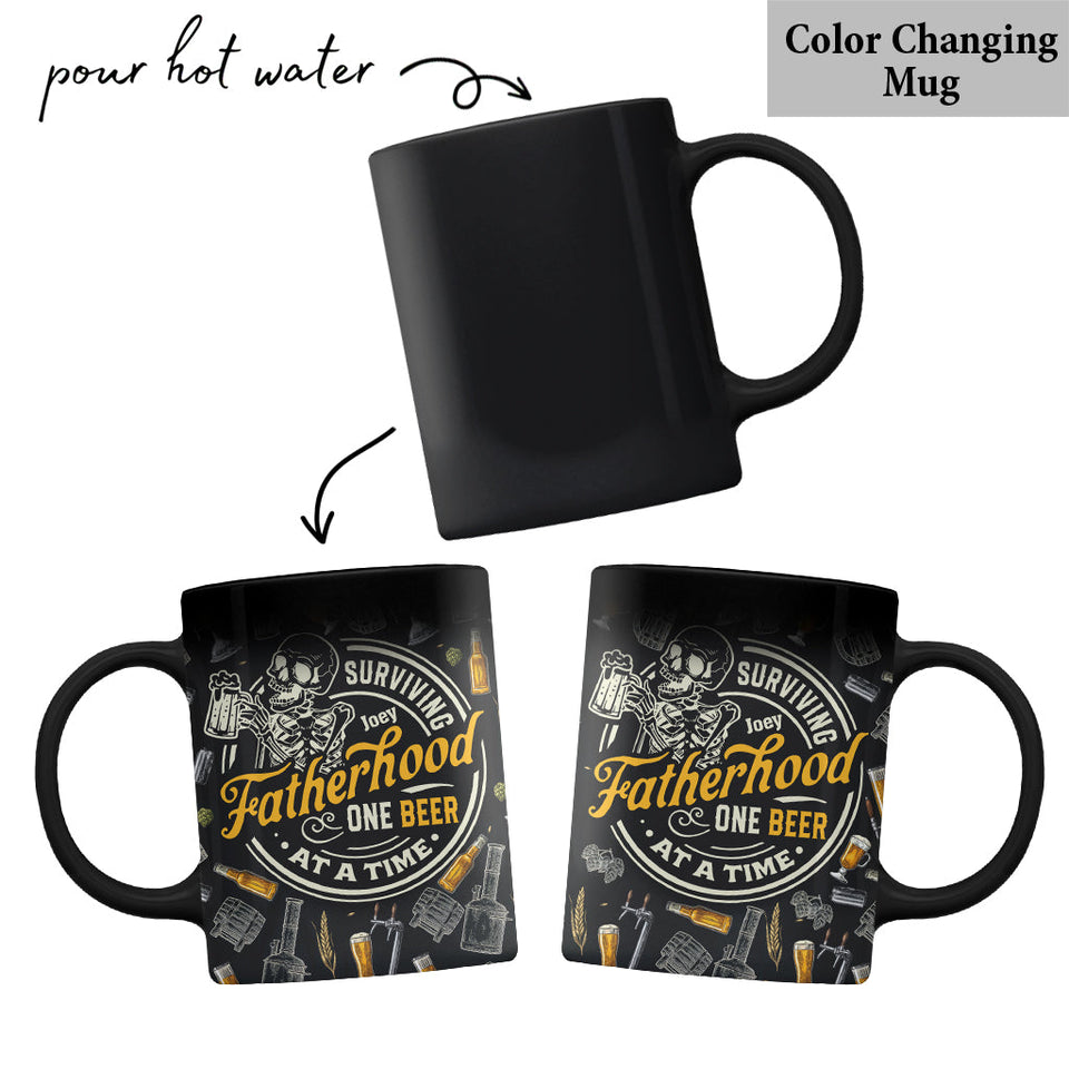 Surviving Fatherhood One Beer At A Time - Personalized Father Mug