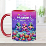 This Grandma Belongs To Sea Turtle Version - Personalized Grandma Accent Mug