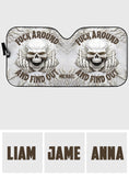 F Around And Find Out White Skull - Personalized Skull Car Sunshade
