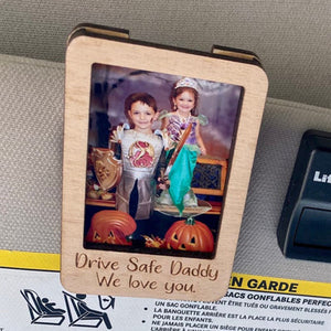 Drive Safe Daddy Custom Photo - Personalized Father Car Visor Clip