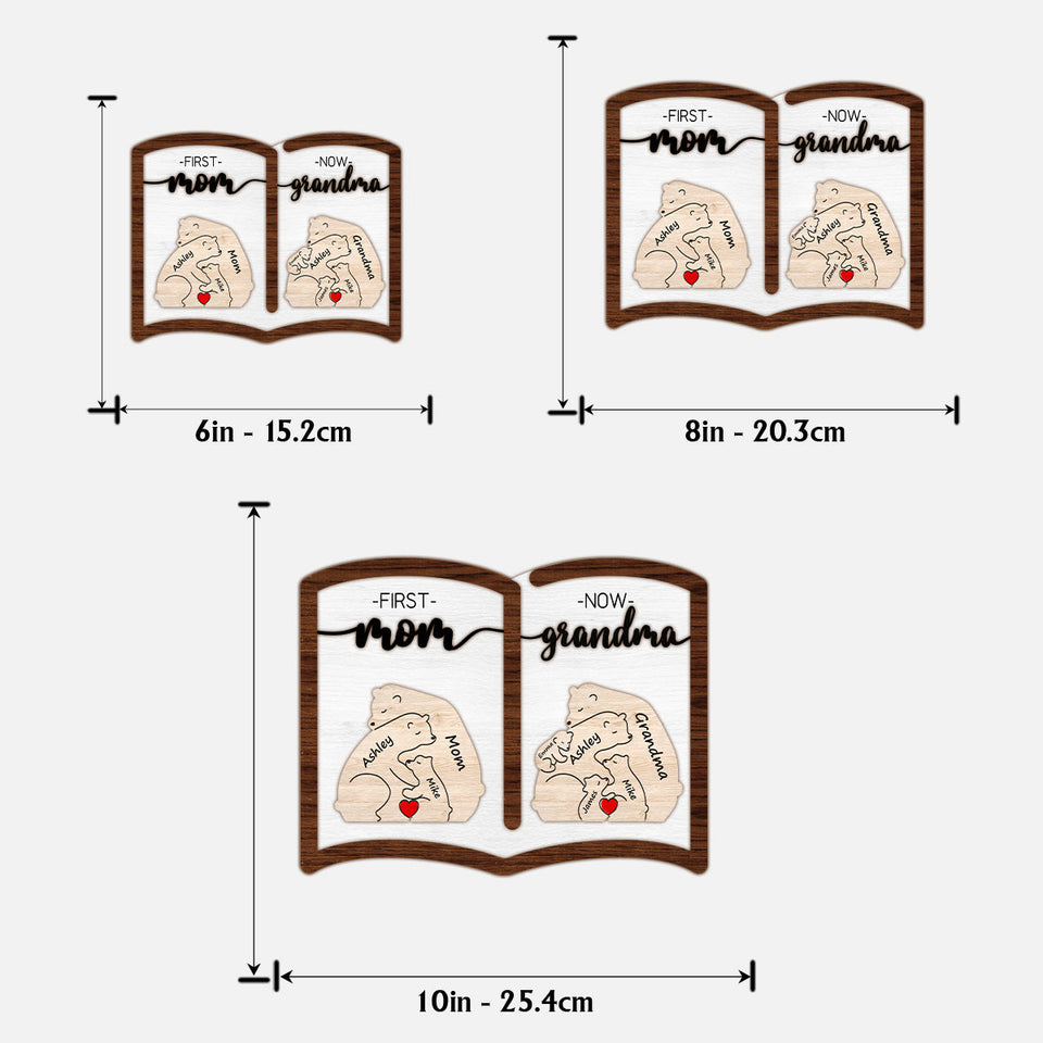 First Mom Now Grandma Bear - Personalized Grandma 2 Layered Wood Sign / Wood Plaque