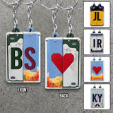Any Letter Liscense PLate - Personalized Couple Matching Keychain