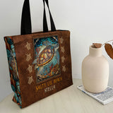 Salty Lil Beach - Personalized Turtle All-Over Print Canvas Tote Bag