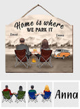 Home Is Where We Park It - Personalized Camping Custom Shaped Wood Sign