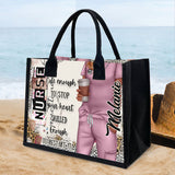 Funny Nurse Leopard Gift For Nurse, CNA, CMA, Doctor - Personalized Nurse Canvas Tote Bag