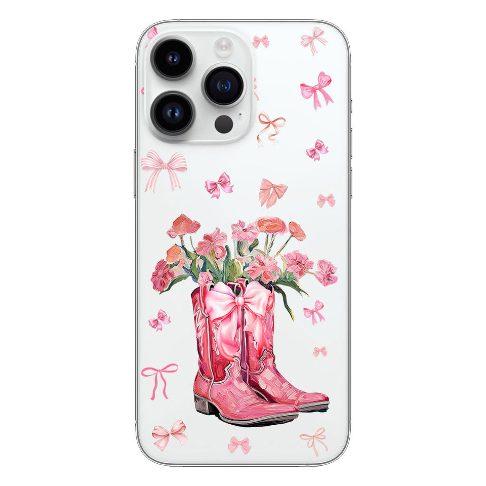 Cowgirl Boots Coquette - Personalized Horse Clear Phone Case