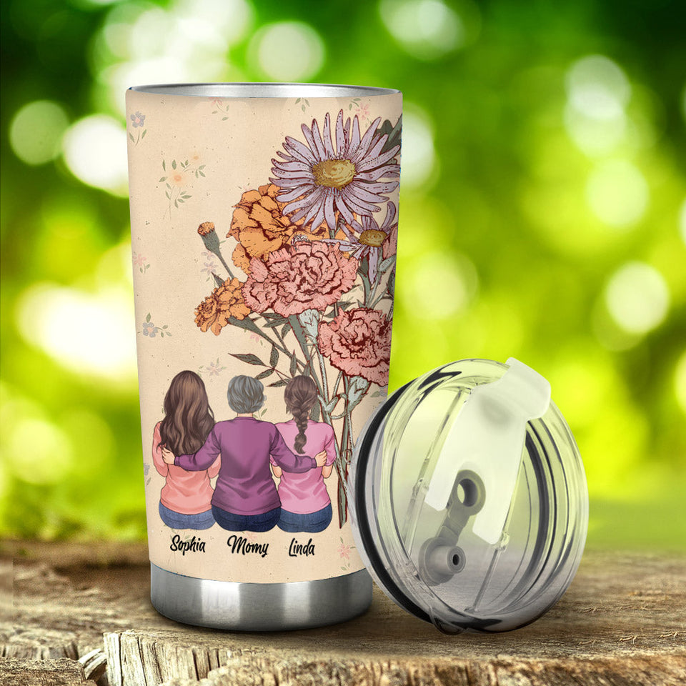 Mother And Children Birth Flowers - Personalized Mother Tumbler
