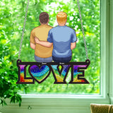 Love Is Love - Personalized LGBT Support 2 Layered Window Hanging Suncatcher