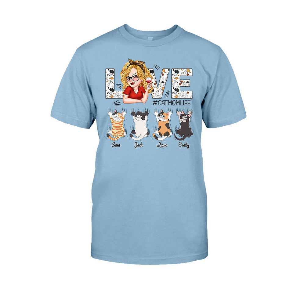 Love Cat Mom Life - Personalized Cat T-shirt And Hoodie