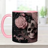 Roses And Skull - Personalized Skull Accent Mug