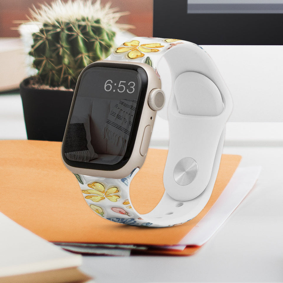 Puffy Floral Apple Watch Band - Personalized Apple Watch Band