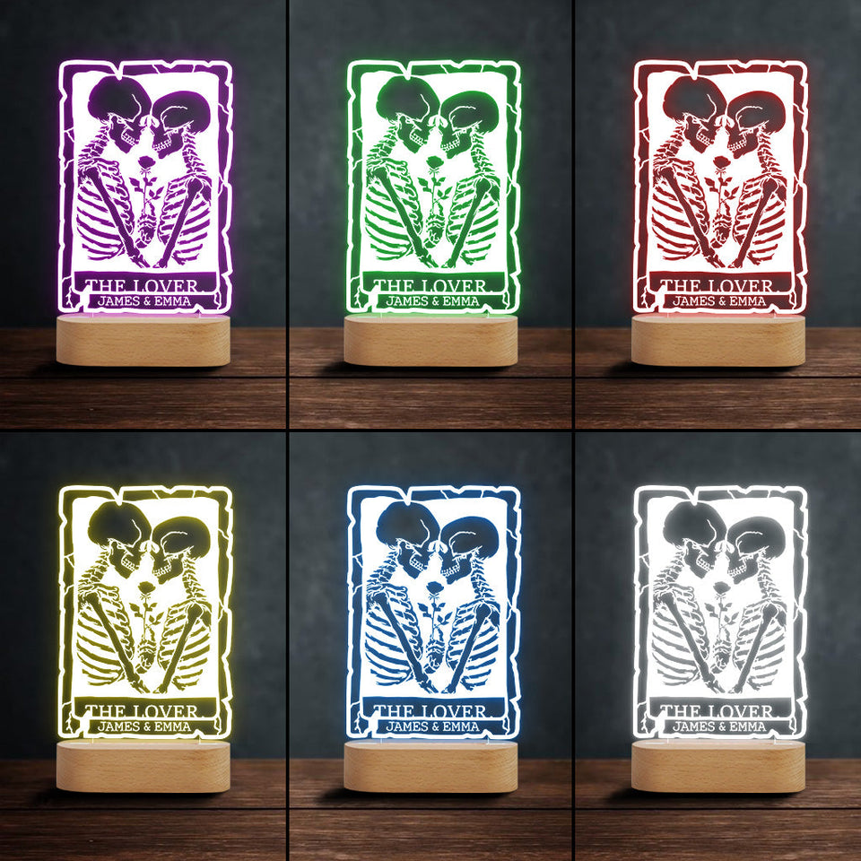 The Lover Romantic Skeletons - Personalized Couple Shaped Plaque Light Base