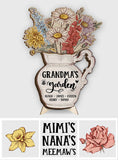 Grandma's Garden Birth Flowers Vase - Personalized Grandma 2 Layered Wood Sign / Wood Plaque