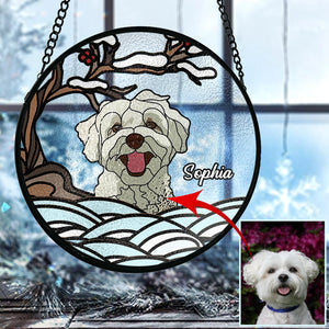 Never Forgotten - Personalized Dog Stained Glass Suncatcher