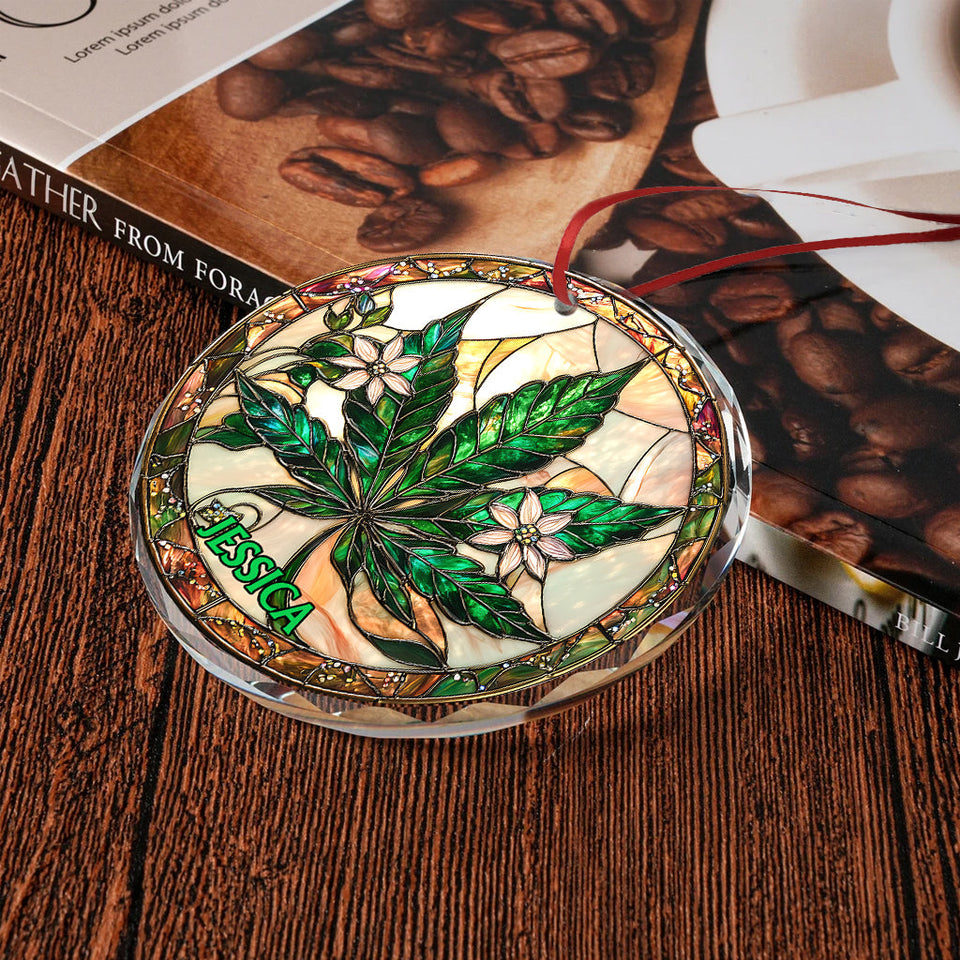 High Christmas - Personalized Weed Round Shaped Glass Ornament