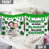 Congrats On Being My Husband - Personalized Husband And Wife Throw Pillow