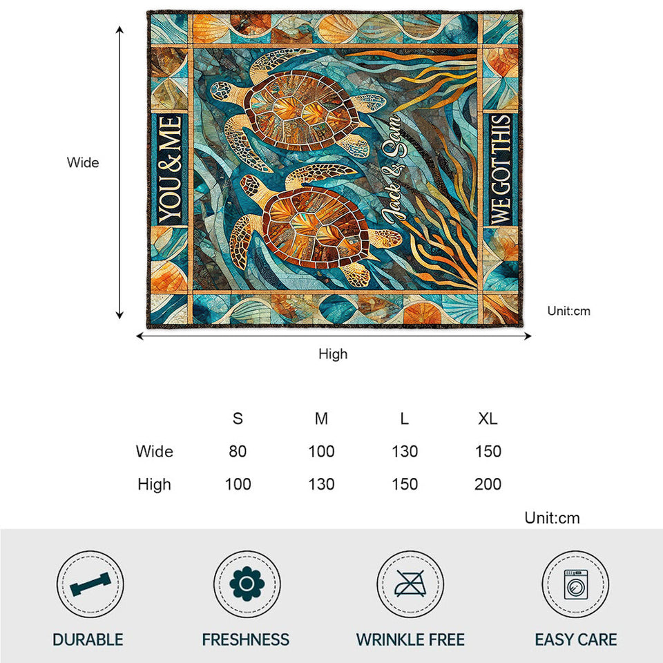 You & Me, We Got This - Personalized Turtle Blanket