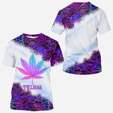 Purple Gradient Psychedelic Leaf - Personalized Weed All Over Shirt