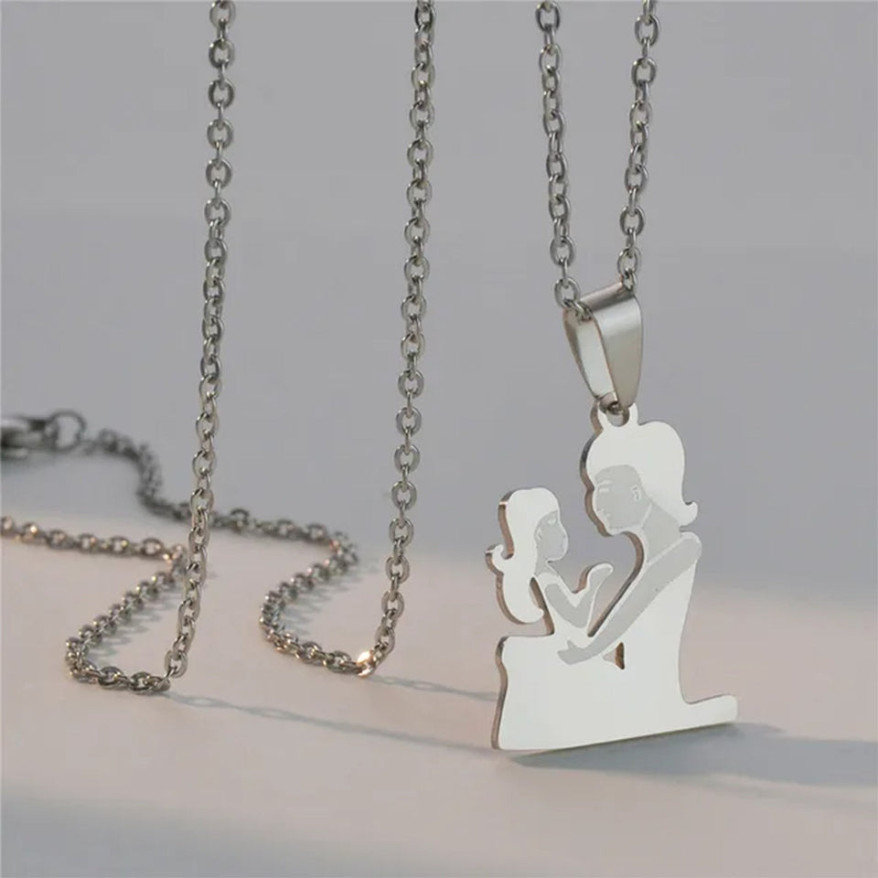 Mom With Children Custom Pendants Necklace - Mother Mom With Children Custom Pendants Necklace