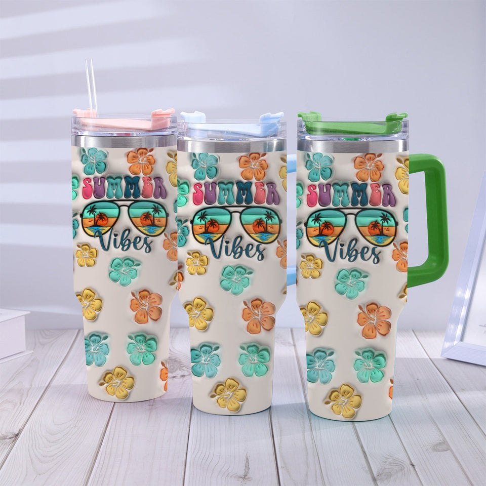Summer Vibes - Personalized Sea Lover Tumbler With Handle