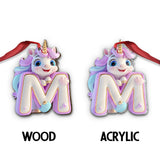 Cute Unicorn Letter Ornament - Personalized Kid Ornament
