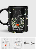 Floral Mama Bear And Cubs Hugging - Personalized Mother Mug