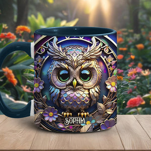 Colorful Owl - Personalized Owl Accent Mug