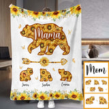 Mama Bear Sunflower - Personalized Mother Blanket