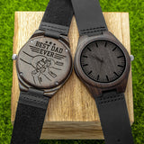 Best Dad Ever - Personalized Father Personalized Engraved Wooden Watch