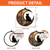 Stained Glass Pattern Cat Silhouette - Personalized Cat Suncatcher
