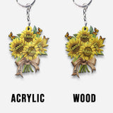 Grandma's Mom's Sunflowers - Personalized Grandma Keychain