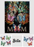Mom Butterfly Colorful Stained Glass Pattern - Personalized Mother Blanket