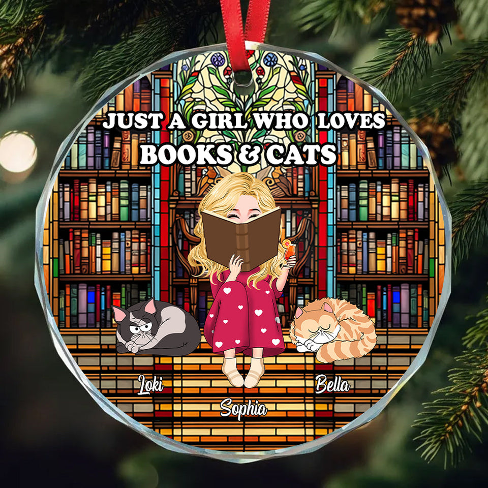 Just A Girl Who Loves Books - Personalized Book Round Shaped Glass Ornament