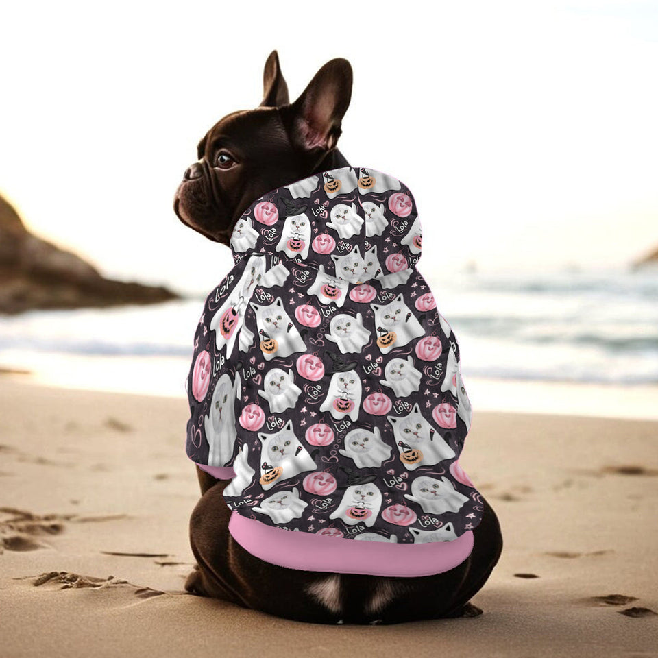 Halloween Cute Ghost Dog Cat - Personalized Dog Pet Hoodie